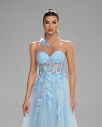 HKM-446739 Elegant Blue Evening Dress for Women, Stylish and Sophisticated Design