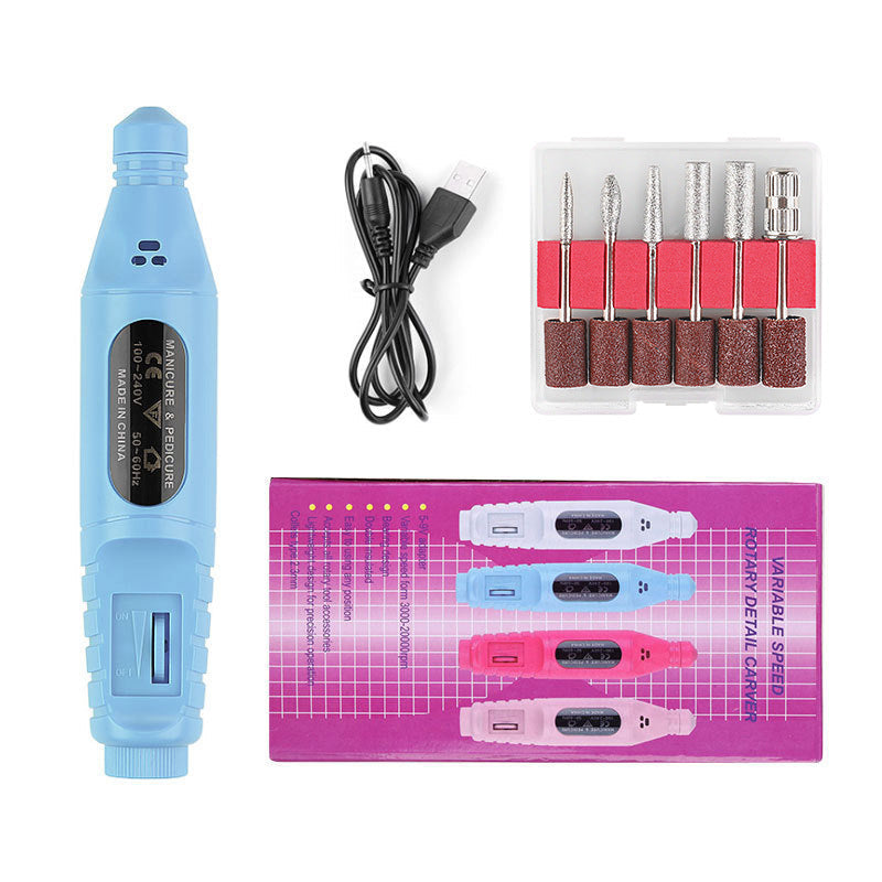 HKM-212691 Portable Nail Pen Polisher with USB Rechargeable Options – Multi-Color Manicure Tool