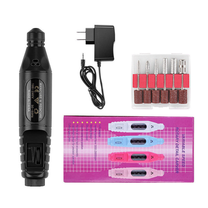 HKM-212691 Portable Nail Pen Polisher with USB Rechargeable Options – Multi-Color Manicure Tool