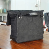 HKM-548819 Leather and Waxed Cotton Canvas Motorcycle Saddle Bags - Vintage Style Throw Over Panniers