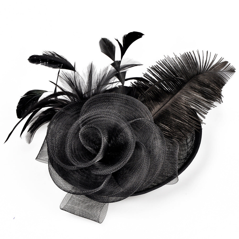 HKM-593811 Ostrich Wool Western Style Top Hat with Floral Embellishments for Women