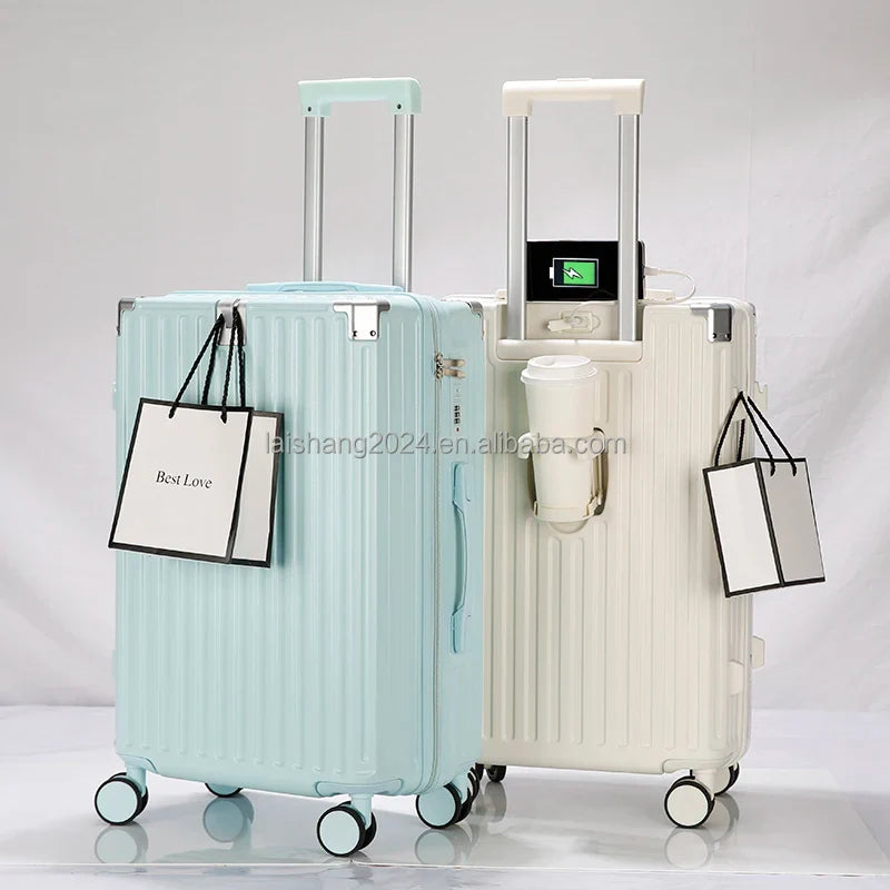 KTX-031955 Durable 4-Wheel Soft Shell Luggage Travel Set Trolley Suitcase with Wheels