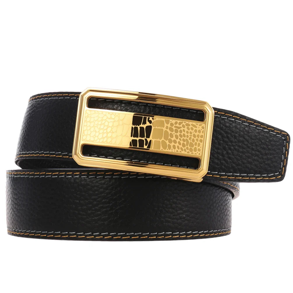 HKM-505683 Stainless Steel Buckle Cowhide Leather Belt - Model LY36-61344-5