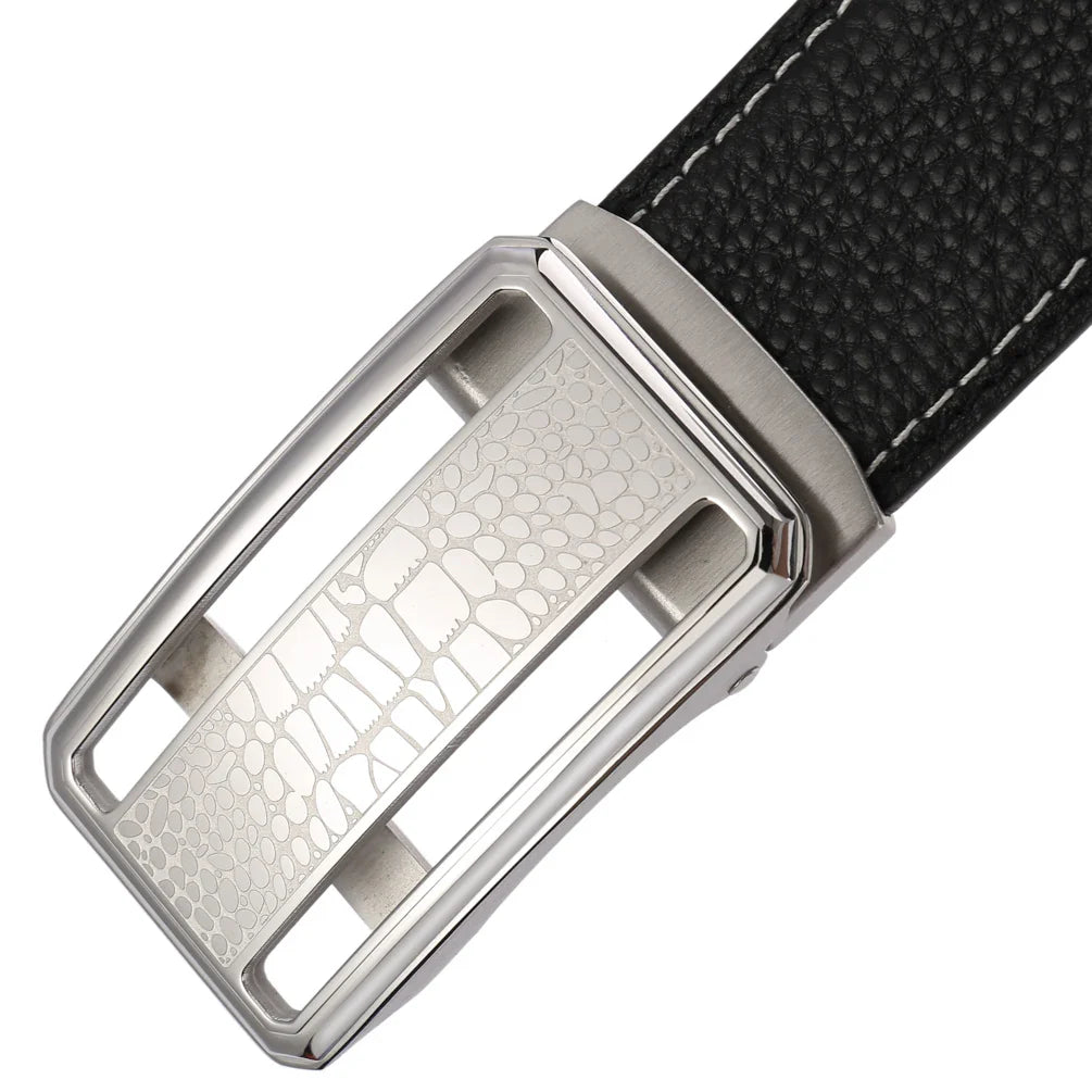 HKM-505683 Stainless Steel Buckle Cowhide Leather Belt - Model LY36-61344-5