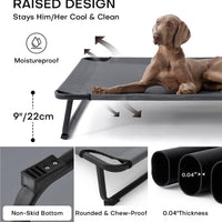HKM-152595 Elevated Large Dog Outdoor Bed with Adjustable Buckle Legs, Washable Mesh Cover, Non-Slip Feet, Durable, Indoor & Outdoor Use