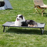 HKM-152595 Elevated Large Dog Outdoor Bed with Adjustable Buckle Legs, Washable Mesh Cover, Non-Slip Feet, Durable, Indoor & Outdoor Use