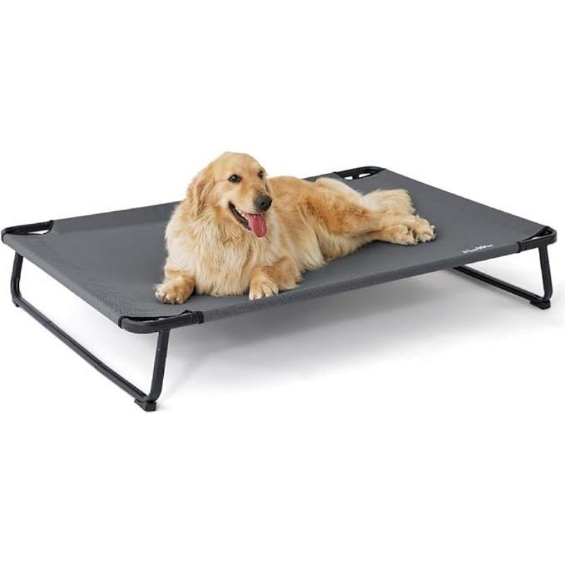 HKM-152595 Elevated Large Dog Outdoor Bed with Adjustable Buckle Legs, Washable Mesh Cover, Non-Slip Feet, Durable, Indoor & Outdoor Use