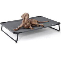 HKM-152595 Elevated Large Dog Outdoor Bed with Adjustable Buckle Legs, Washable Mesh Cover, Non-Slip Feet, Durable, Indoor & Outdoor Use