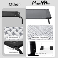 HKM-152595 Elevated Large Dog Outdoor Bed with Adjustable Buckle Legs, Washable Mesh Cover, Non-Slip Feet, Durable, Indoor & Outdoor Use