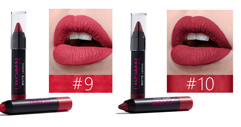 HKM-071315 12-Piece Long Lasting Matte Lipstick Set - Universal Shade Range, 5g Each
