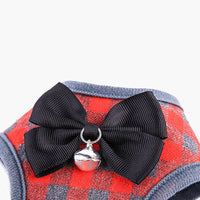 HKM-322899 Small Dog Leash with Chest Strap - Available in Red, Black, and Dark Blue Lattice, Sizes S to L