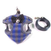 HKM-322899 Small Dog Leash with Chest Strap - Available in Red, Black, and Dark Blue Lattice, Sizes S to L