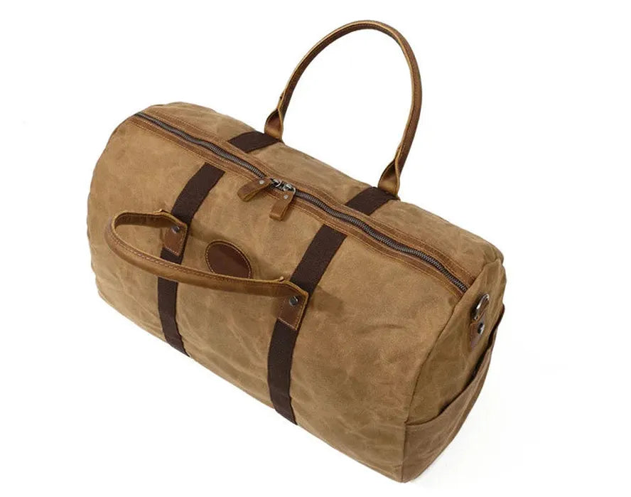 HKM-121235 Waxed Canvas Travel Duffle Bag for Weekend Getaways