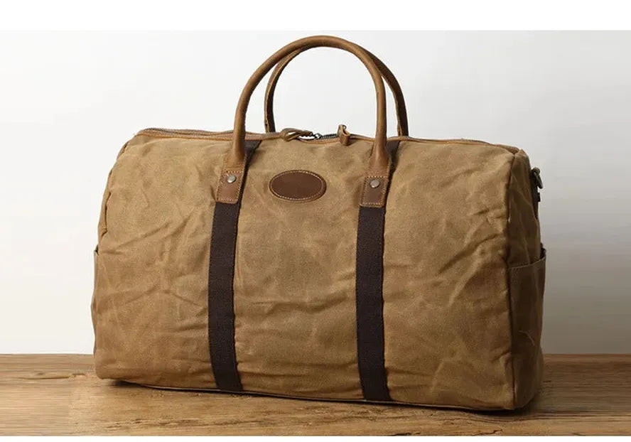 HKM-121235 Waxed Canvas Travel Duffle Bag for Weekend Getaways