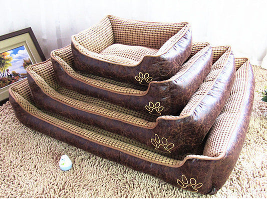 HKM-718227 Soft Suede Dog Bed with Blanket and Summer Mat - Cozy Pet Nest for Dogs
