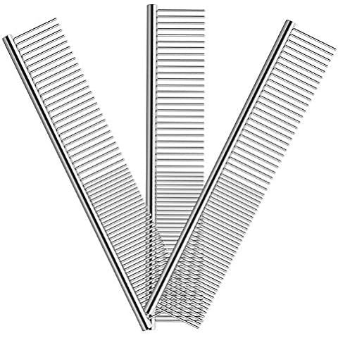 HKM-744915 Stainless Steel Pet Grooming Comb with Rounded Ends for Tangle and Knot Removal in Dogs and Cats