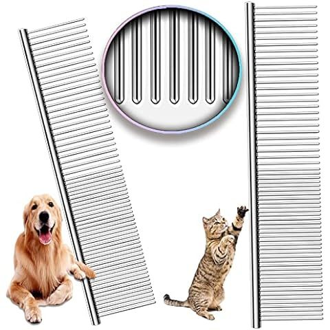 HKM-744915 Stainless Steel Pet Grooming Comb with Rounded Ends for Tangle and Knot Removal in Dogs and Cats