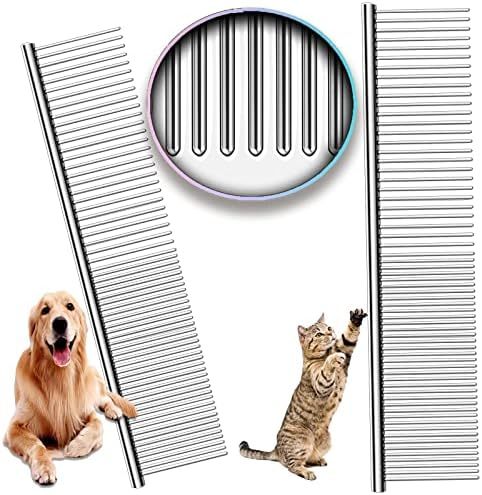 HKM-744915 Stainless Steel Pet Grooming Comb with Rounded Ends for Tangle and Knot Removal in Dogs and Cats