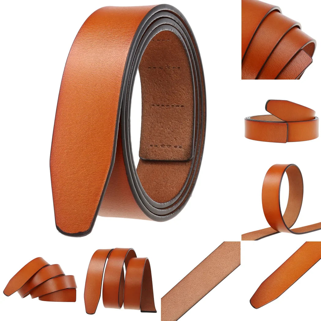 HKM-158739 Vintage Men's Leather Belt Strap, 3.5 cm Wide, No Ratchet Design, Style LY35-3308