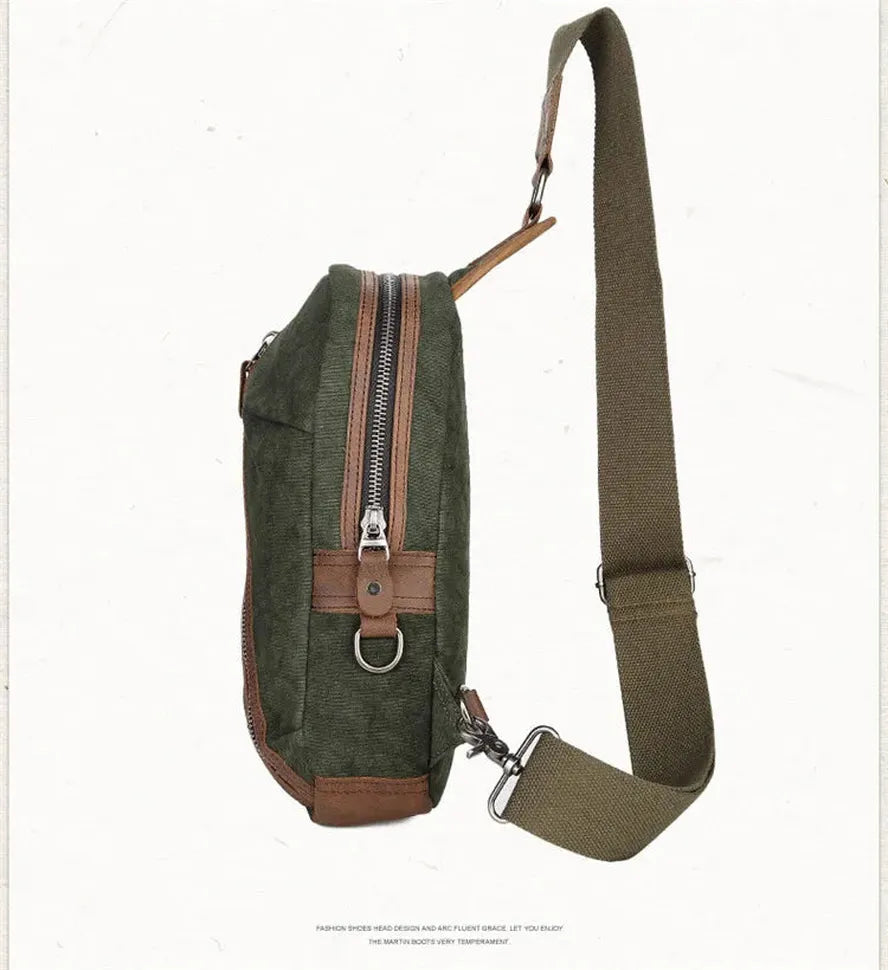 HKM-533011 Custom Men's Canvas Shoulder Holster Bag with Cowhide Accents - Model 8065
