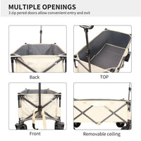 HKM-435027 Heavy-Duty Folding Beach Cart with Large Wheels, Adjustable Handles, and Drink Holders for Outdoor Activities