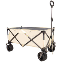 HKM-435027 Heavy-Duty Folding Beach Cart with Large Wheels, Adjustable Handles, and Drink Holders for Outdoor Activities