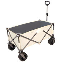HKM-435027 Heavy-Duty Folding Beach Cart with Large Wheels, Adjustable Handles, and Drink Holders for Outdoor Activities