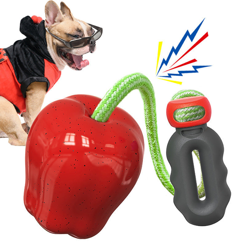 HKM-989779 Dog Molar Outdoor Toy - Squeaky Apple Design in Green and Red