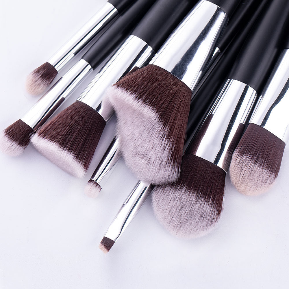 HKM-839635 10-Piece Wavy Makeup Brush Set for Loose Powder, Blush, and Eye Shadow in PU Case