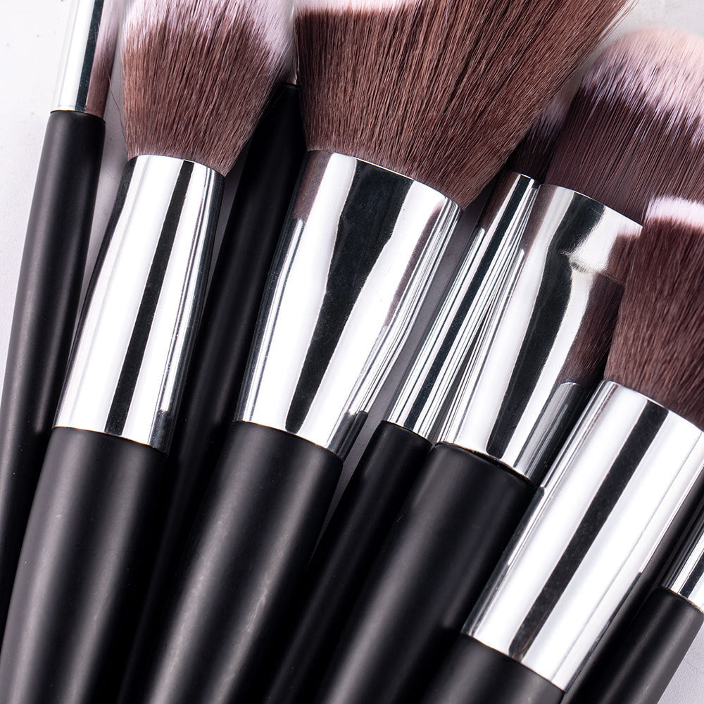 HKM-839635 10-Piece Wavy Makeup Brush Set for Loose Powder, Blush, and Eye Shadow in PU Case