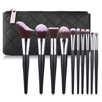 HKM-839635 10-Piece Wavy Makeup Brush Set for Loose Powder, Blush, and Eye Shadow in PU Case