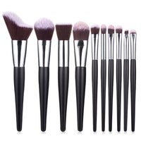 HKM-839635 10-Piece Wavy Makeup Brush Set for Loose Powder, Blush, and Eye Shadow in PU Case
