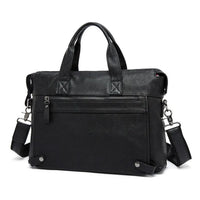 HKM-118931 Vintage Cowhide Leather Men's Shoulder Briefcase for Office Use