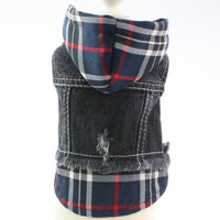HKM-444115 Denim Vest Dress for Dogs - Casual Red and Blue Plaid Options in Various Sizes