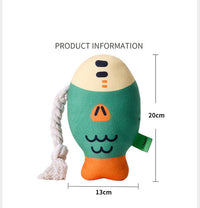 HKM-890323 Interactive Plush Chew Toy for Dogs - Squeaky Wear-Resistant Puffhead Fish Teeth Cleaning Toy
