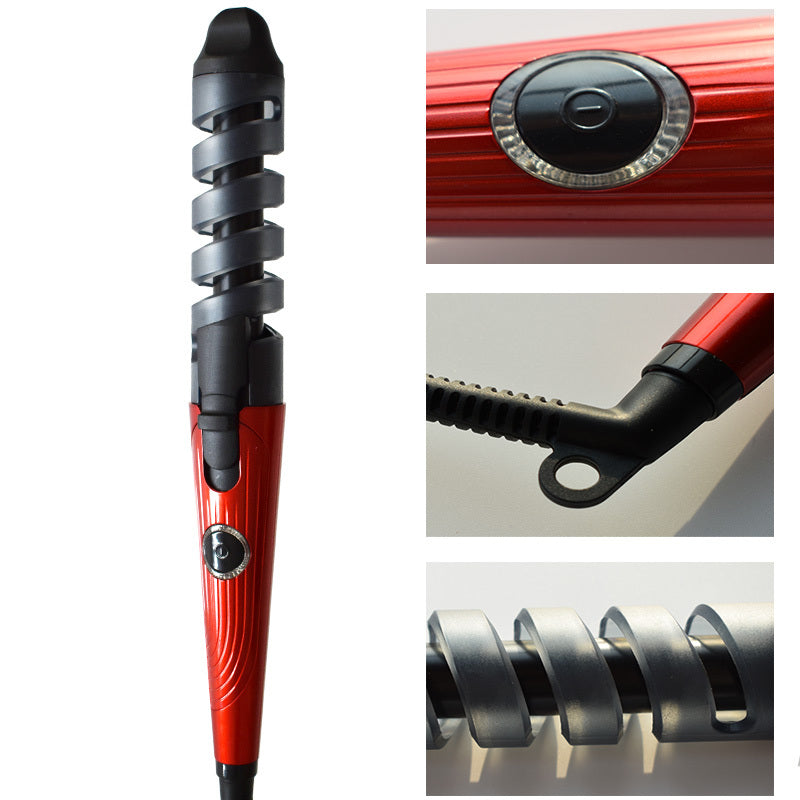 KTX-994835 Magic Spiral Curling Iron with Anion Hair Care, Anti-Scald and 40W Power - Model XD-178 in Red