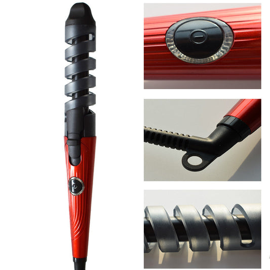 KTX-994835 Magic Spiral Curling Iron with Anion Hair Care, Anti-Scald and 40W Power - Model XD-178 in Red