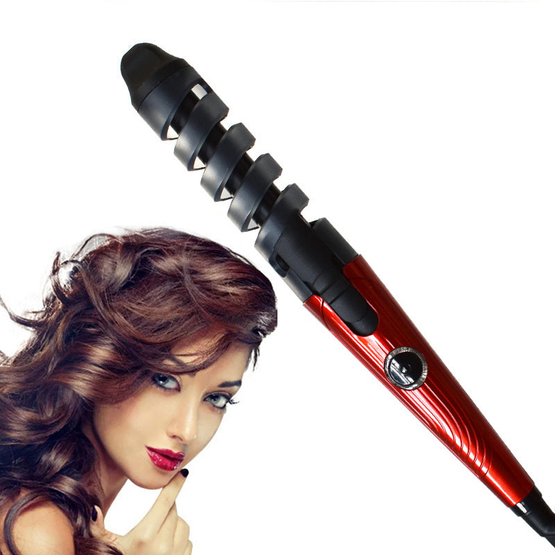 KTX-994835 Magic Spiral Curling Iron with Anion Hair Care, Anti-Scald and 40W Power - Model XD-178 in Red