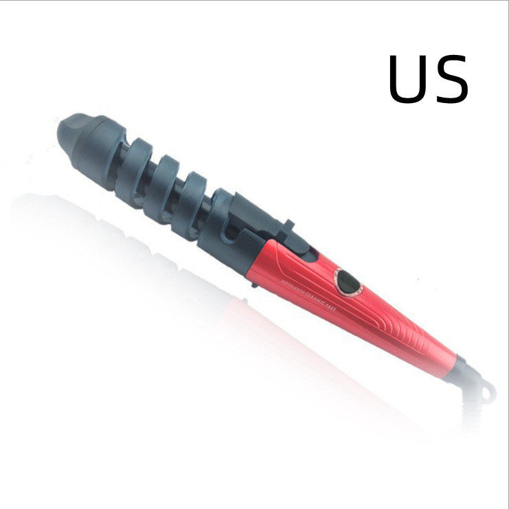 KTX-994835 Magic Spiral Curling Iron with Anion Hair Care, Anti-Scald and 40W Power - Model XD-178 in Red