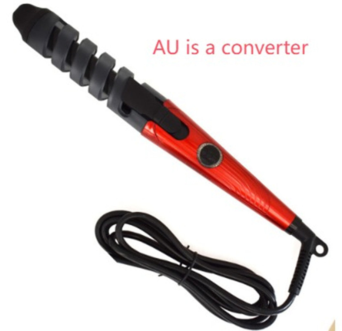 KTX-994835 Magic Spiral Curling Iron with Anion Hair Care, Anti-Scald and 40W Power - Model XD-178 in Red