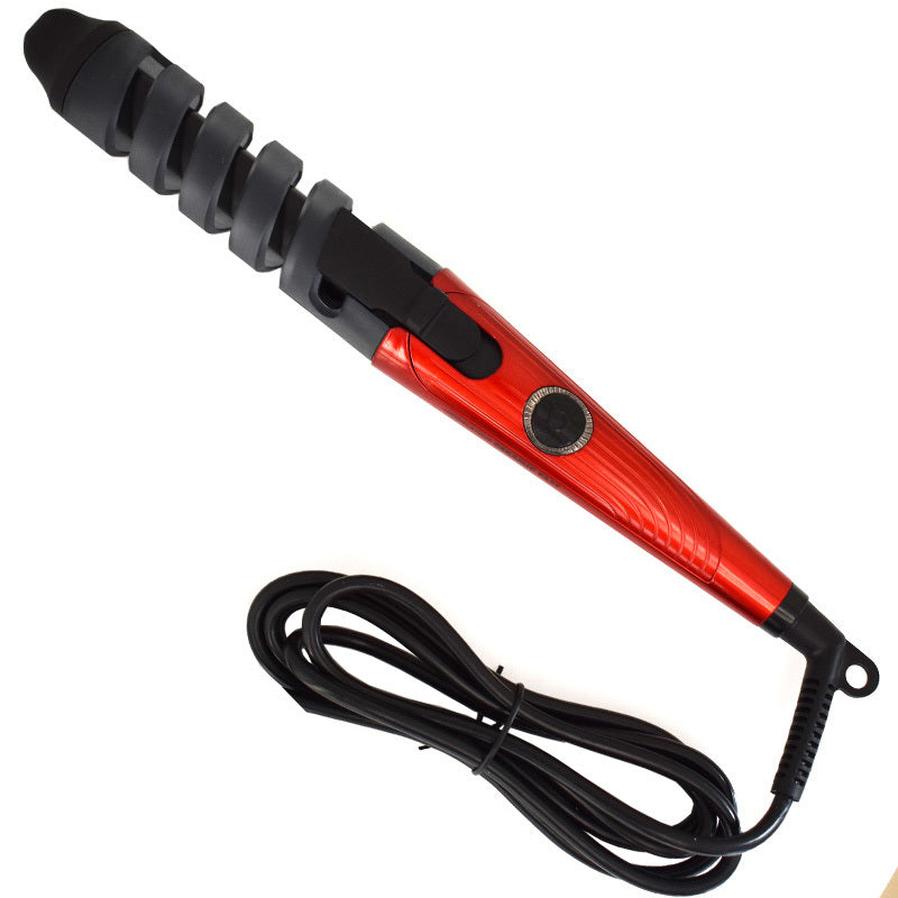 KTX-994835 Magic Spiral Curling Iron with Anion Hair Care, Anti-Scald and 40W Power - Model XD-178 in Red