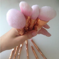 HKM-165011 Mermaid Fishtail Diamond Makeup Brush Set - 11 Piece Rainbow Cosmetic Brush Collection