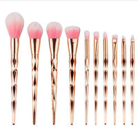 HKM-165011 Mermaid Fishtail Diamond Makeup Brush Set - 11 Piece Rainbow Cosmetic Brush Collection