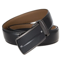 HKM-841427 Men's Leather Ratchet Waist Belt with Custom Pin Buckle - Model LY36-25622-1
