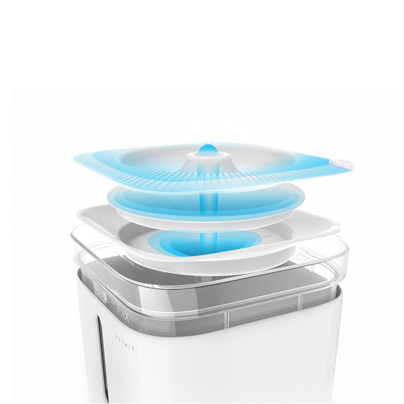 HKM-654163 White Pet Drinking Fountain - 2nd Generation Tray - Durable Plastic Design for Cats
