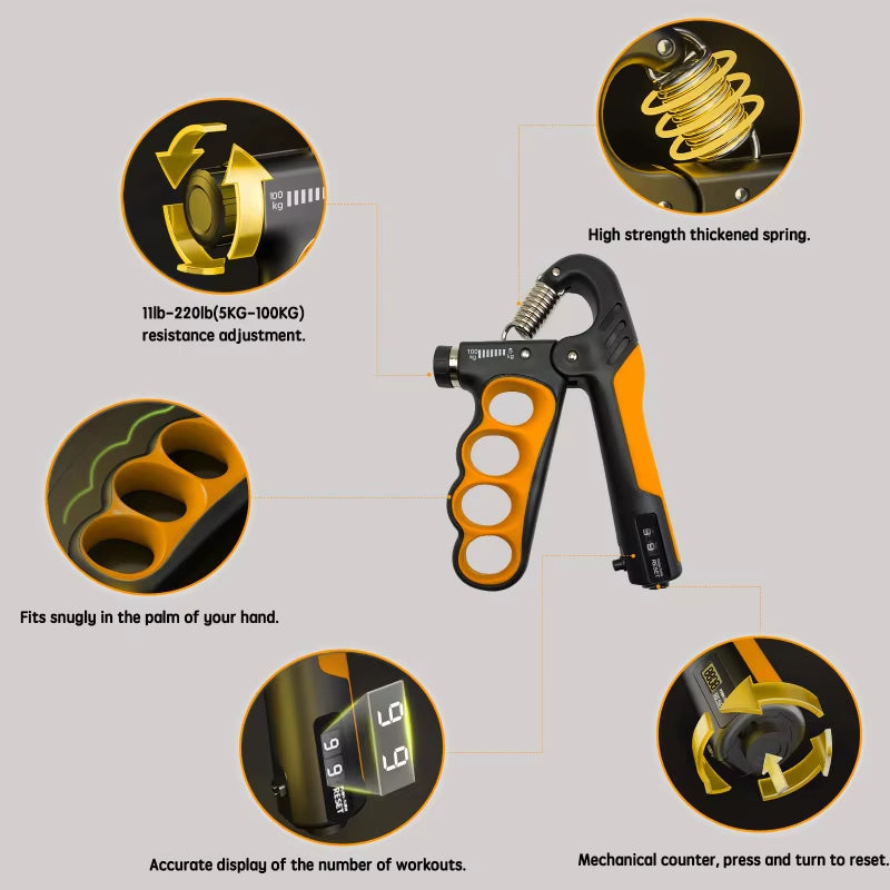 KTX-078867 Adjustable Hand Grip Strengthener for Muscle Training - 5-100kg Resistance Levels