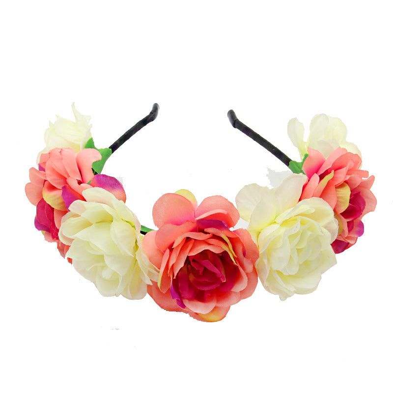 HKM-130451 Flower-Shaped Cloth Headband in Red, Pink, and Mixed Colors
