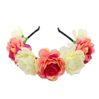 HKM-130451 Flower-Shaped Cloth Headband in Red, Pink, and Mixed Colors