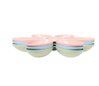 HKM-751315 Elegant Flower Pattern Shallow Rice Bowl for Adults - Multi-Meal Dining Use, 42cm x 4.5cm, Available in Blue, Green, and Pink