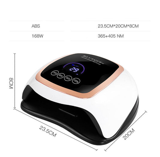 HKM-418515 BLUEQUE V3 UV/LED Nail Lamp with 42 Gold Wire Beads, ABS Plastic, 168W Power, 365 + 405 nm Wavelength